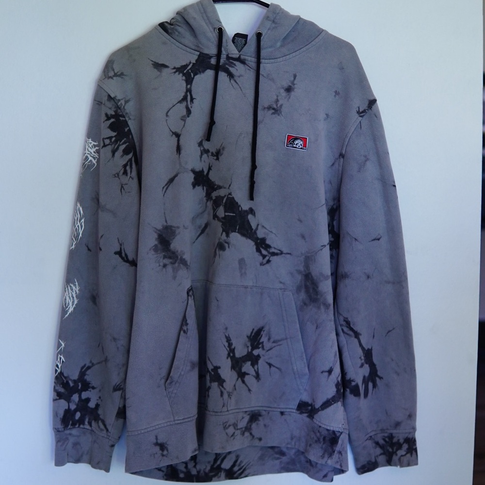 Gray and Black Tie-Dye Hoodie
